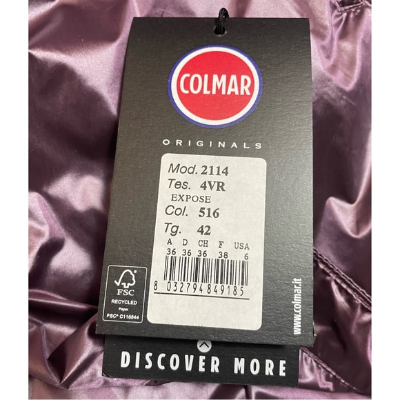 NWT New $355 Colmar Hoodie Partially Quilted Purple Jacket Size 42(IT) US S - Picture 7 of 14